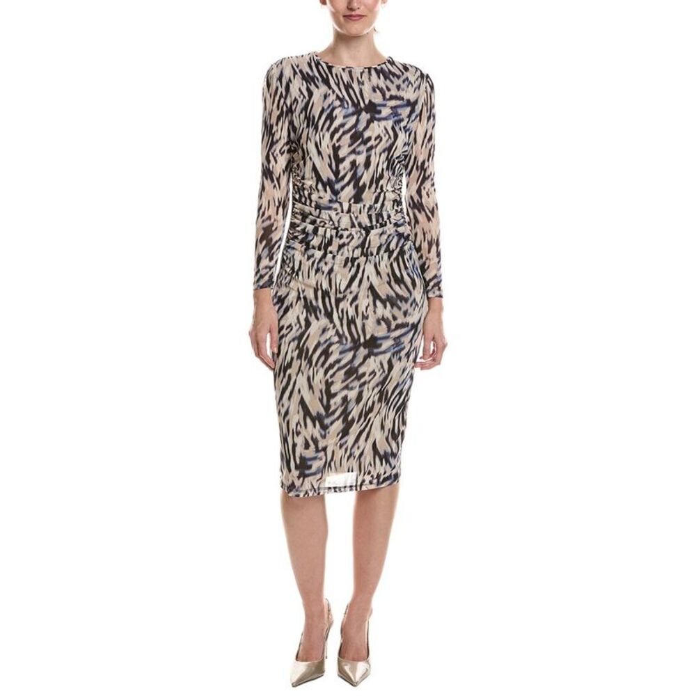 Anne Klein Womens  Midi Printed Dress, Tan